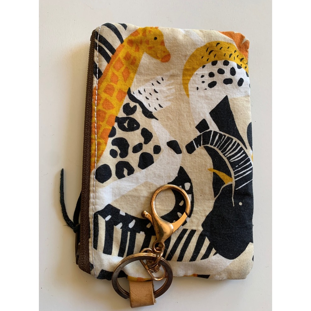 Oh My Darlin Studio Safari Animal Canvas Coin Purse Keychain Olive Green